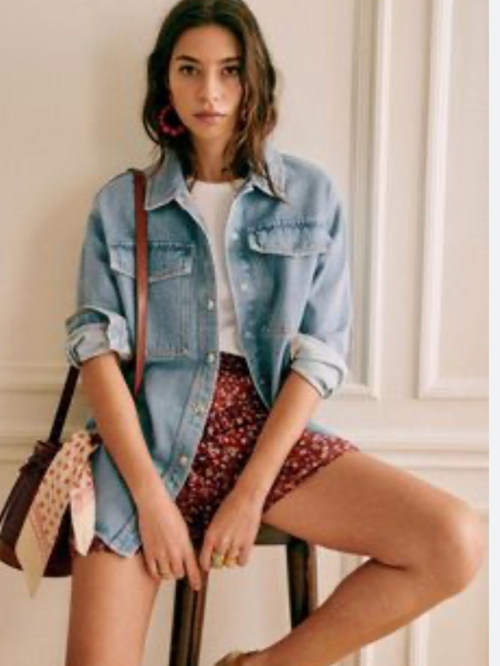 Sezane Light Blue Denim Shacket